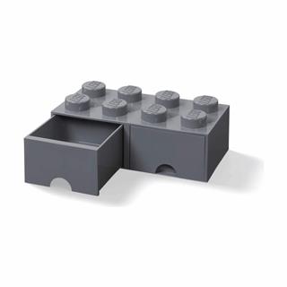 LEGO 40061754 - LEGO tároló - Sötétszürke, nagy, dupla fiókos, 2x4