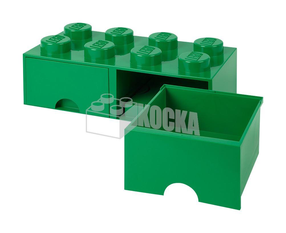 LEGO® tároló - Zöld, nagy, dupla fiókos, 2x4 (40061734)