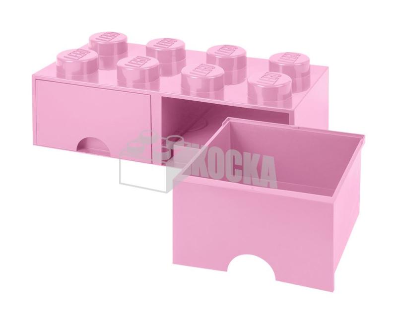 LEGO® tároló - Rózsaszín, nagy, dupla fiókos, 2x4 (40061738)