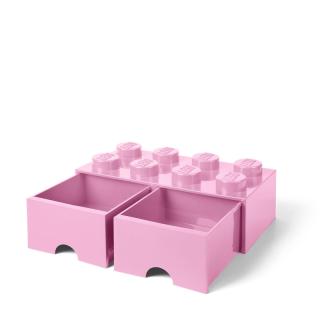 LEGO® tároló - Rózsaszín, nagy, dupla fiókos, 2x4 (40061738)