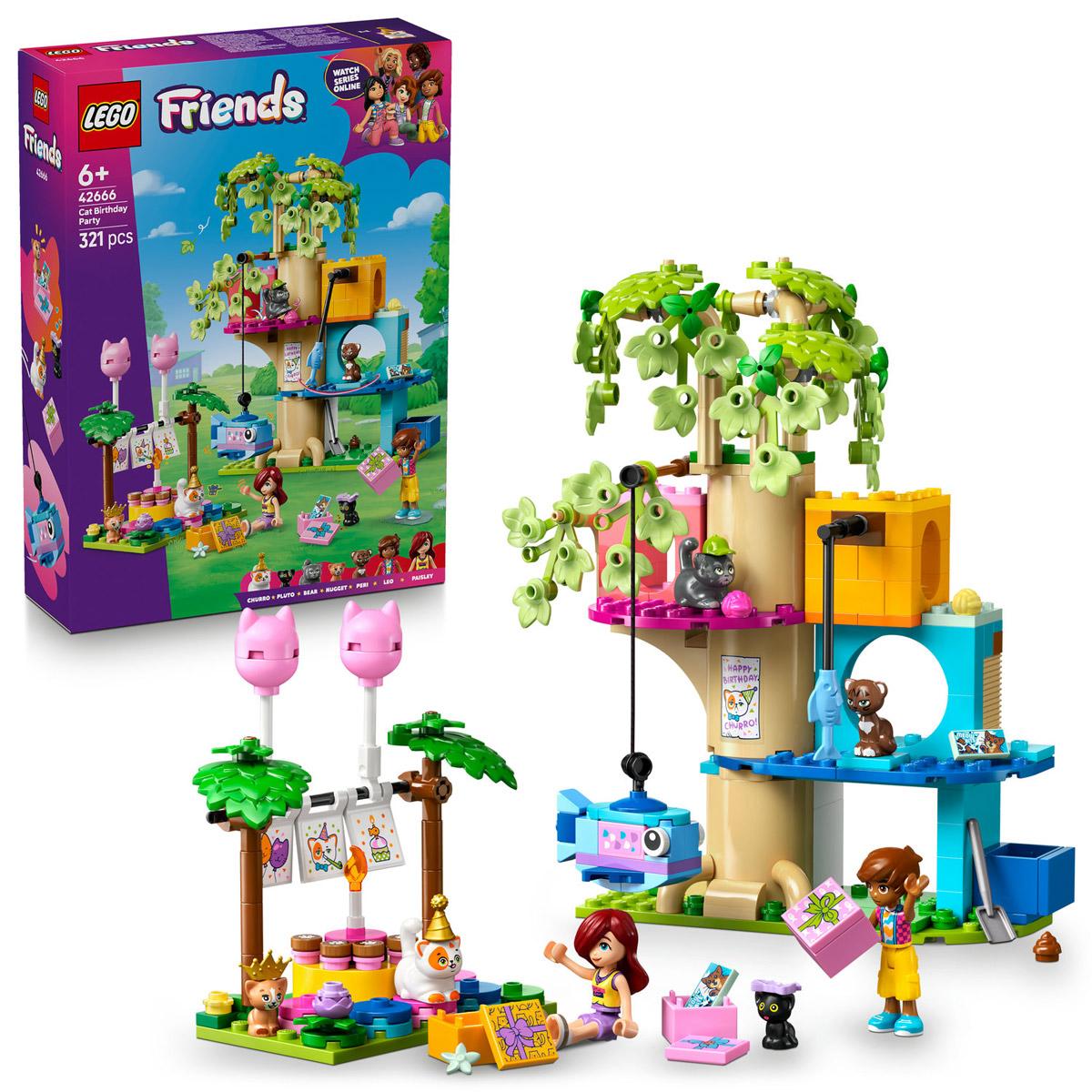 LEGO® Friends - Születésnapi cicazsúr és lombház cicáknak (42666)