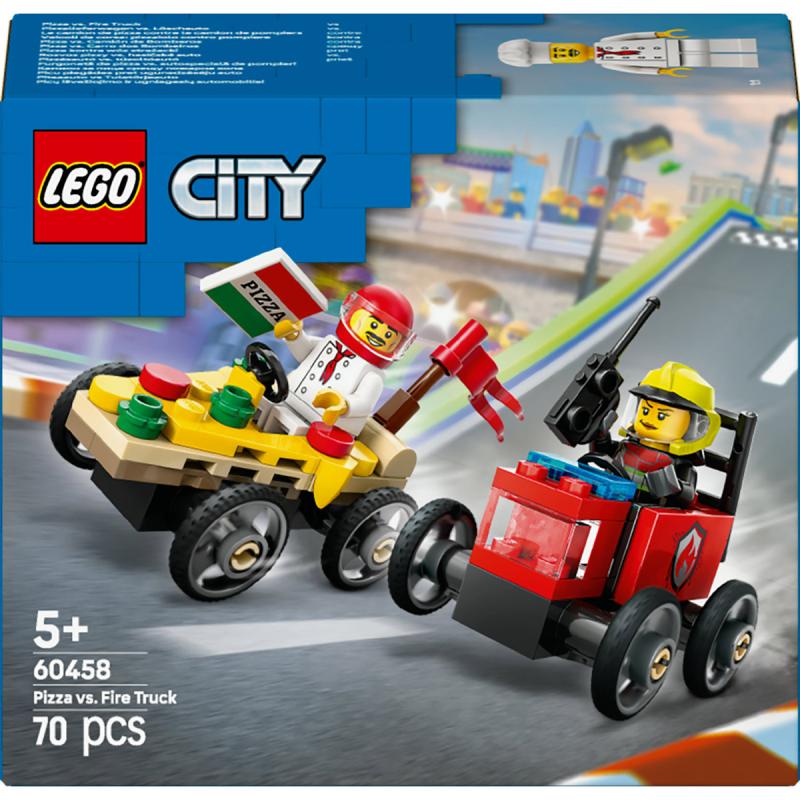 LEGO® City - Pizzásautó vs. tűzoltóautó, versenyautós csomag (60458)