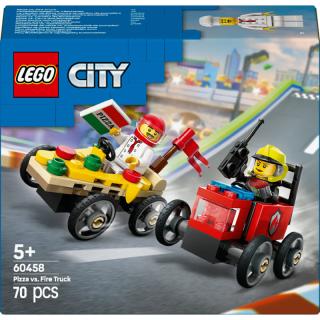 LEGO® City - Pizzásautó vs. tűzoltóautó, versenyautós csomag (60458)