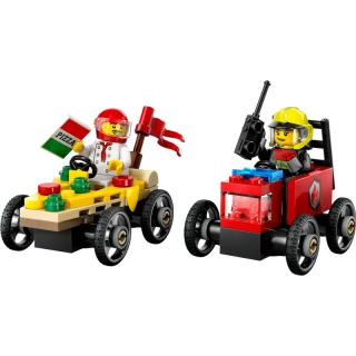 LEGO® City - Pizzásautó vs. tűzoltóautó, versenyautós csomag (60458)