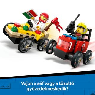 LEGO® City - Pizzásautó vs. tűzoltóautó, versenyautós csomag (60458)