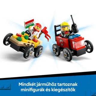 LEGO® City - Pizzásautó vs. tűzoltóautó, versenyautós csomag (60458)