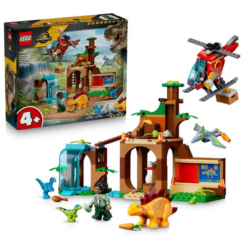 LEGO® Jurassic World - Velociraptor, stegosaurus és pteranodon mentőakció (77981)