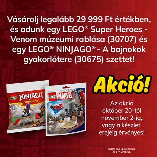 LEGO® Super Heroes - Venom múzeumi rablása (30707) és LEGO NINJAGO - A bajnokok gyakorlótere (30675) akció!